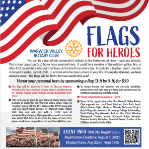 Flags for Heroes | Warwick Valley Rotary @ Chateau Hathorn | New York | United States