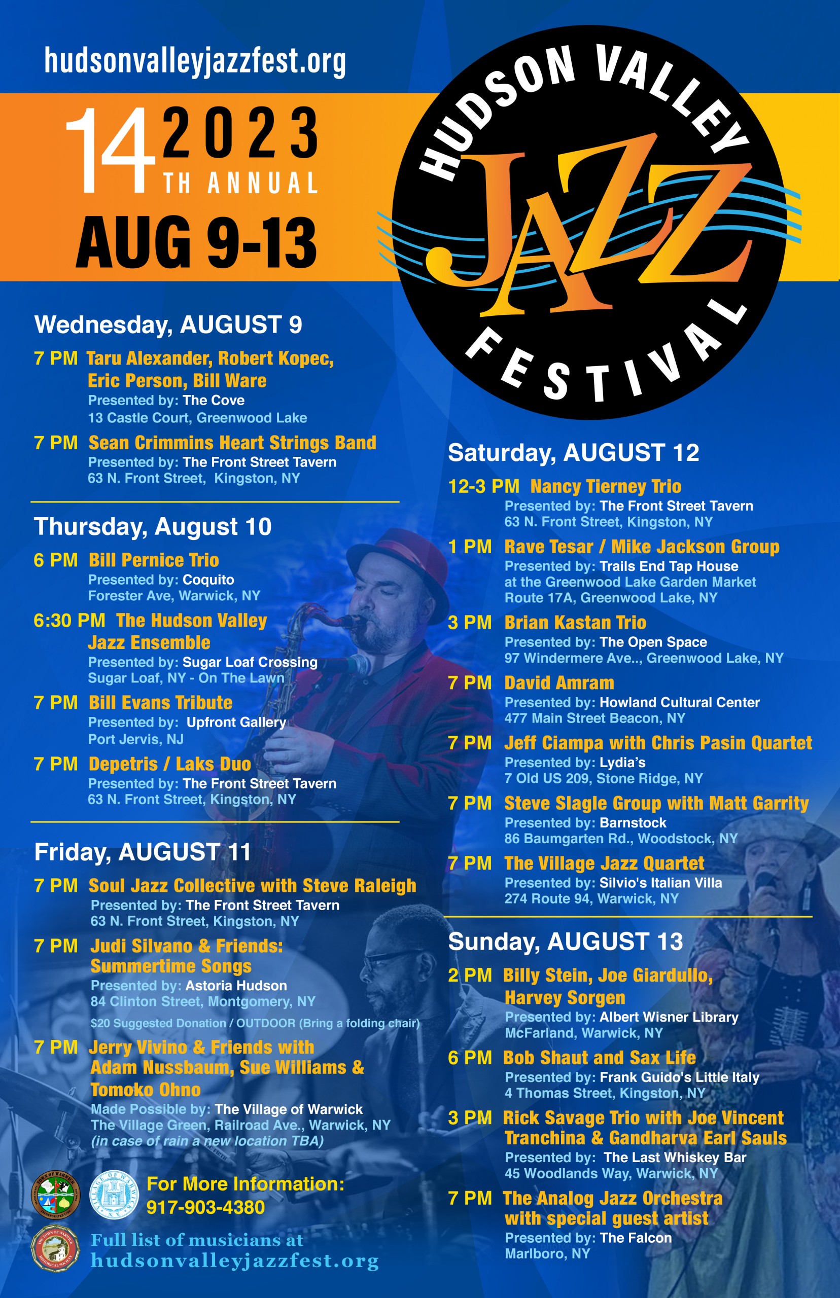 Hudson Valley Jazz Festival @ Throughout Hudson Valley and Warwick NY | Warwick | New York | United States