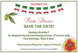 Pasta Dinner @ St. Stephen Parish Community Center