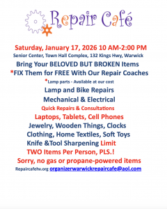 Warwick Repair Cafe @ Warwick Senior Center (behind Town Hall)